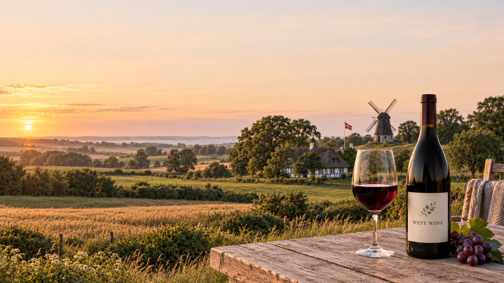 Vin med udsigt over det danske landskab